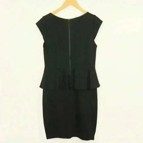 Alice + Olivia Bateau Neckline Peplum To Work Black Dress - Picture 5 of 7